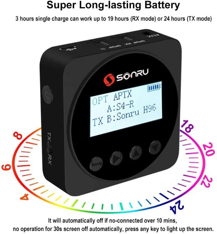 "SONRU Bluetooth 5.0 Transmitter Receiver, Wireless Audio Adapter with