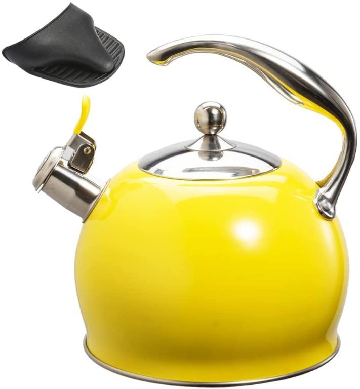 Pot For Stove Top Black Tea Kettle 3 Quart induction Modern Stainless Steel Surgical Whistling Teapot