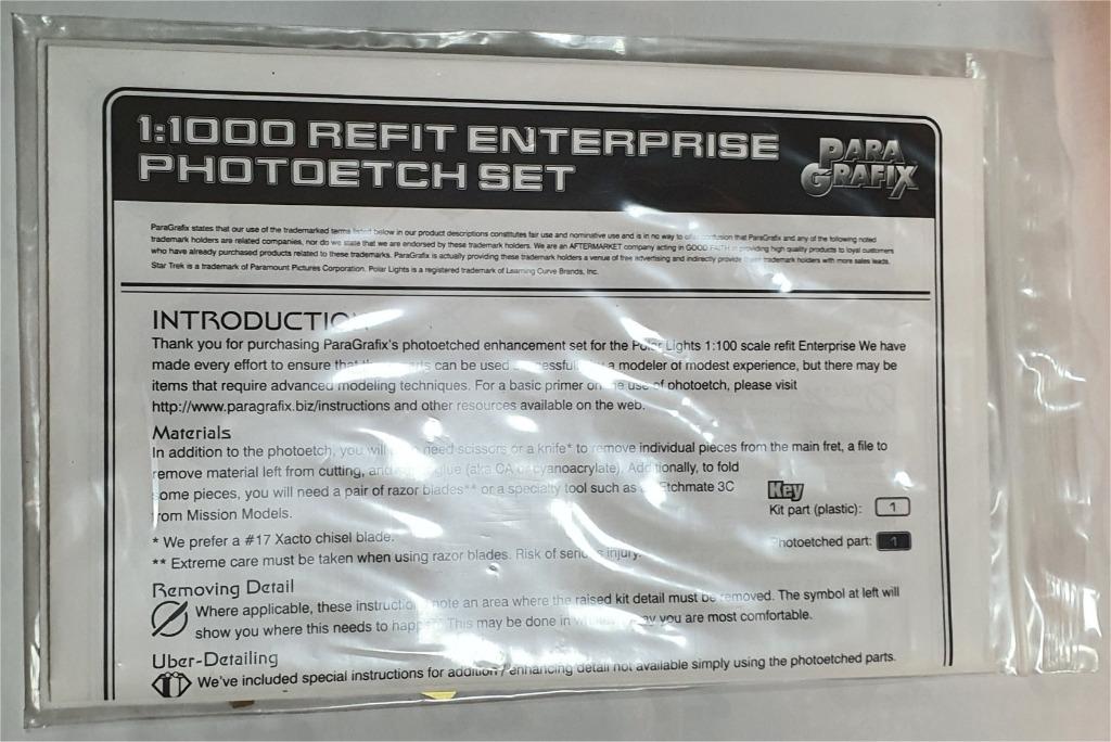 Star Trek ParaGrafix Refit Enterprise (Category: Gundam & Model Kits) located in Caloocan City. Submitted by jun_cu (Listing ID 1133386826, Image 2). Description: This is a brand new ParaGrafix photo etch for the 1/1000 Refit Enterprise model kit. Shipping price not included..