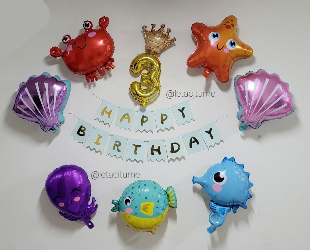 Underwater Theme Foil Balloons Birthday Set . Under the Sea Marine
