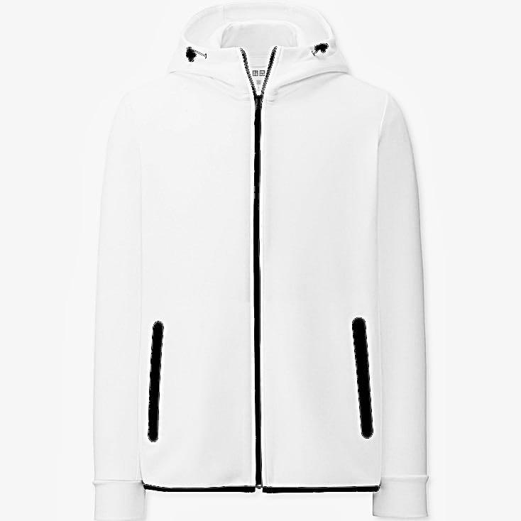 Uniqlo Men Dry Stretch Sweat Full Zip Hoodie in White