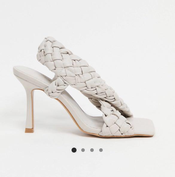 Woven white heels Women s Fashion Footwear Heels on Carousell