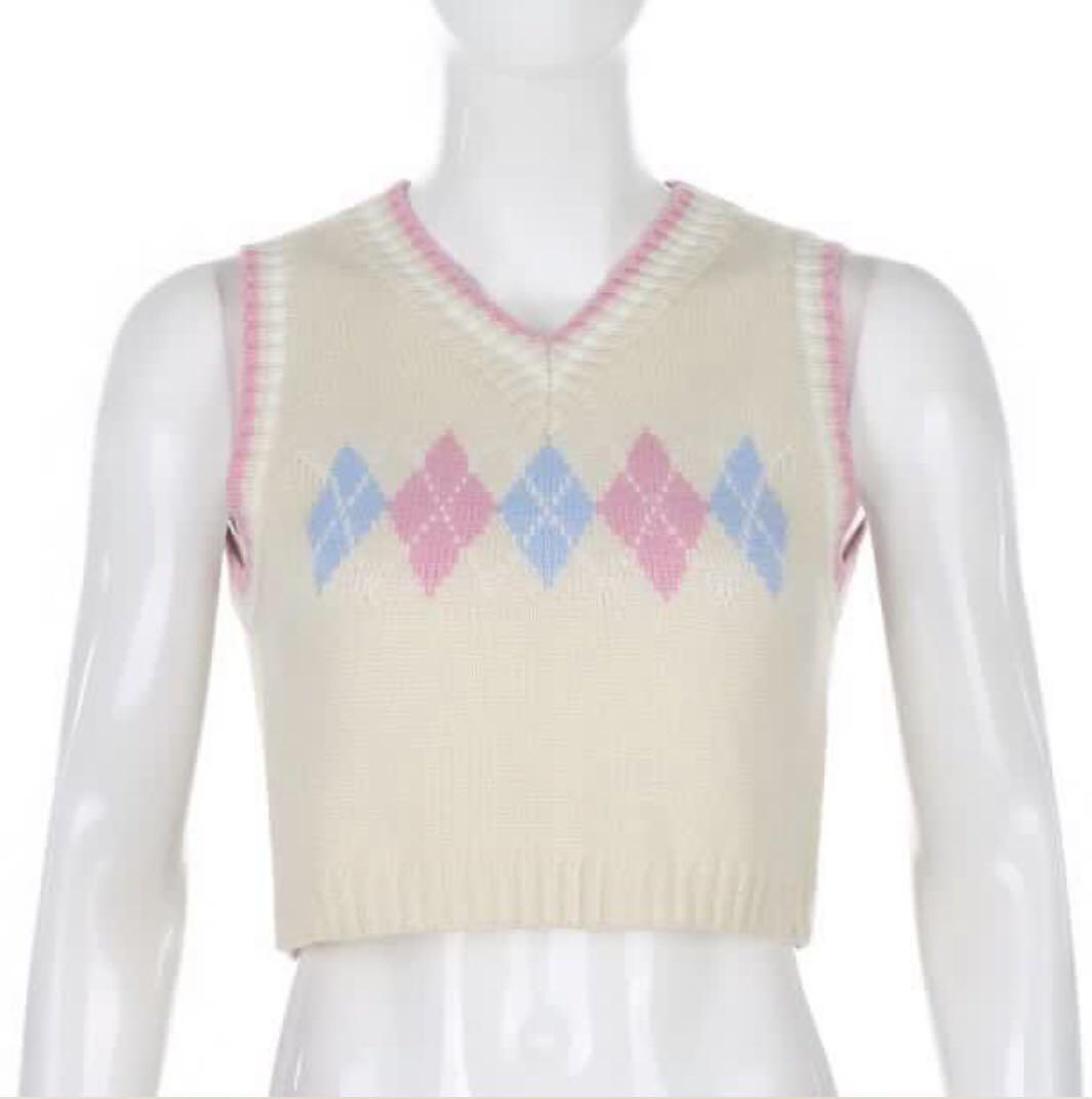 argyle sweater vest cropped 