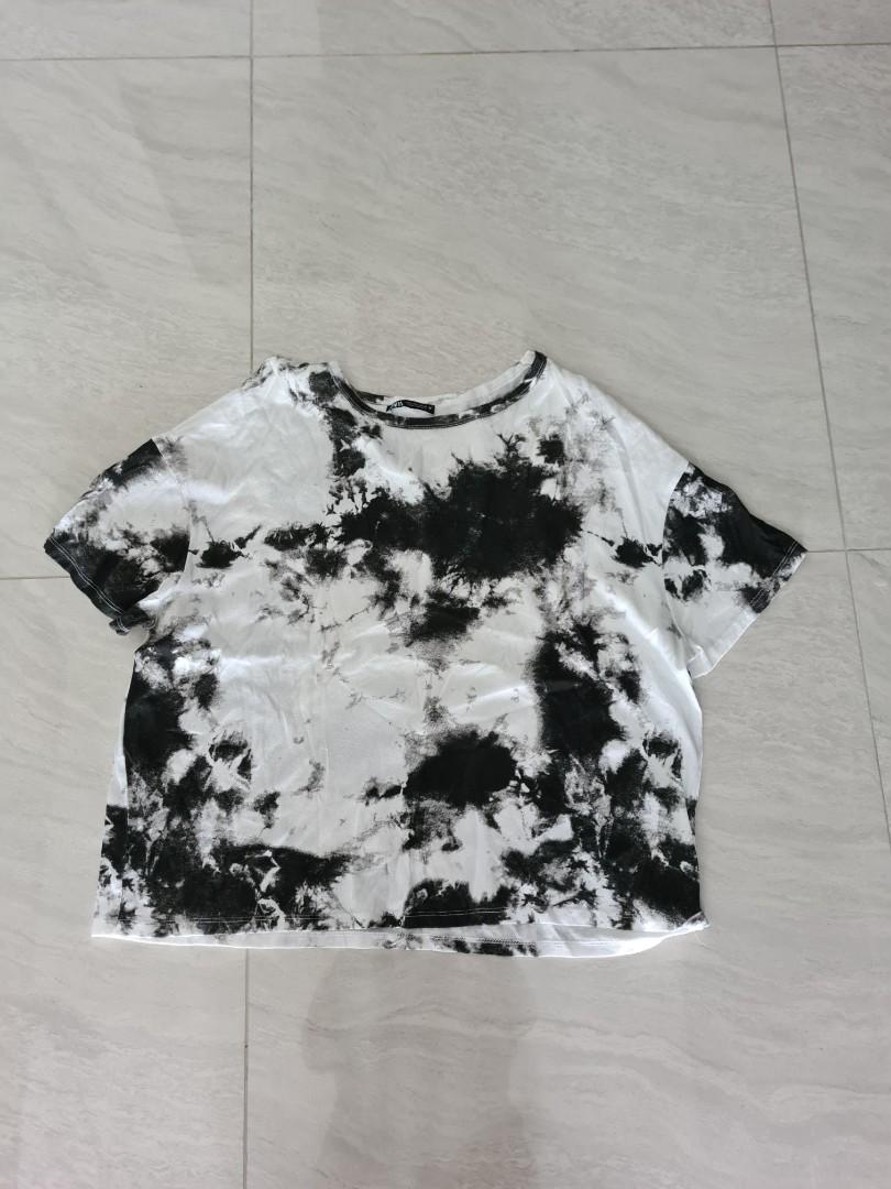 Zara black tie dye t shirt, Women's Fashion, Activewear on Carousell