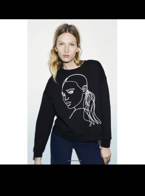 zara face sweatshirt