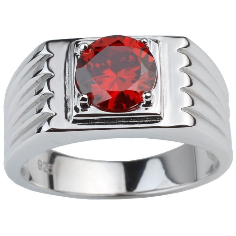 Genuine garnet mens ring hot sale