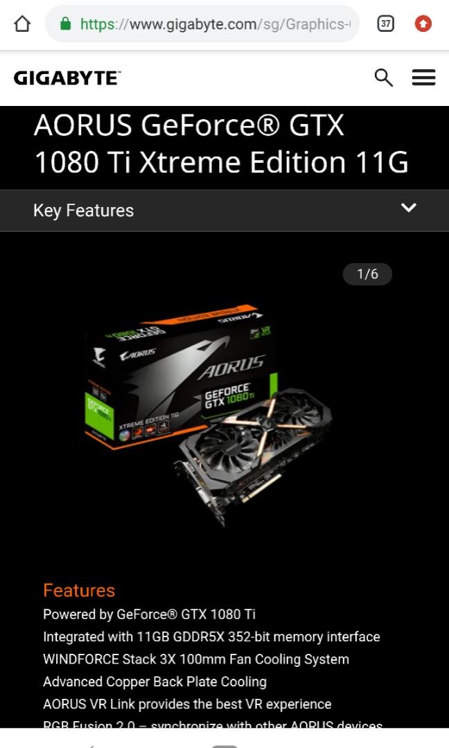 WTS Aorus Gtx 1080 TI Xtreme 11GB Computers Tech Parts