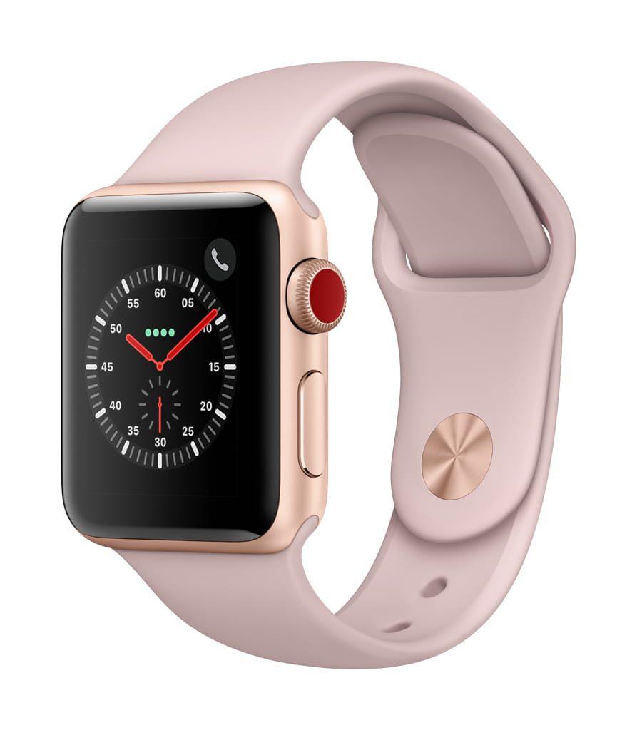Apple Watch series 3/38mm Gold Aluminium GPS + Cellular, 手提電話, 智能穿戴裝置及智能手錶-  Carousell