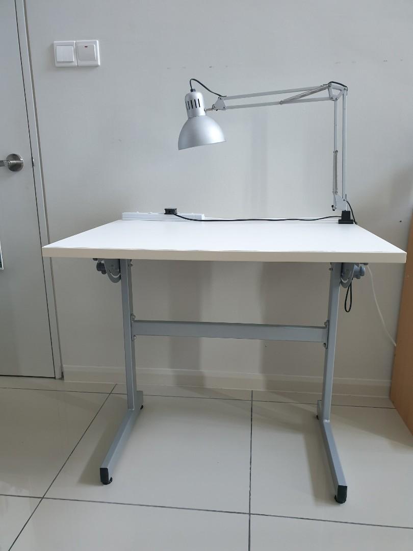 Adjustable Architect drafting table (free ikea table light), Furniture