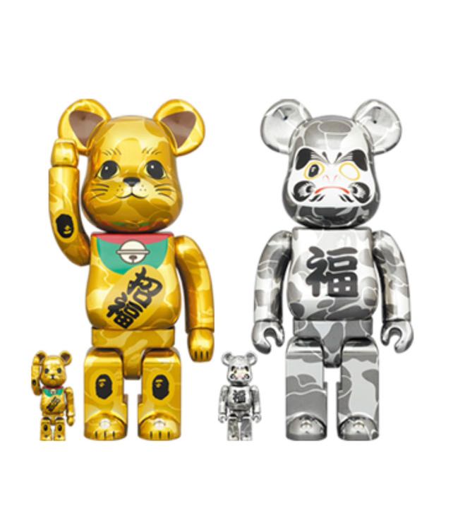 預訂）Bearbrick bape招き猫金メッキ& 達磨銀メッキ招財貓金達摩銀400