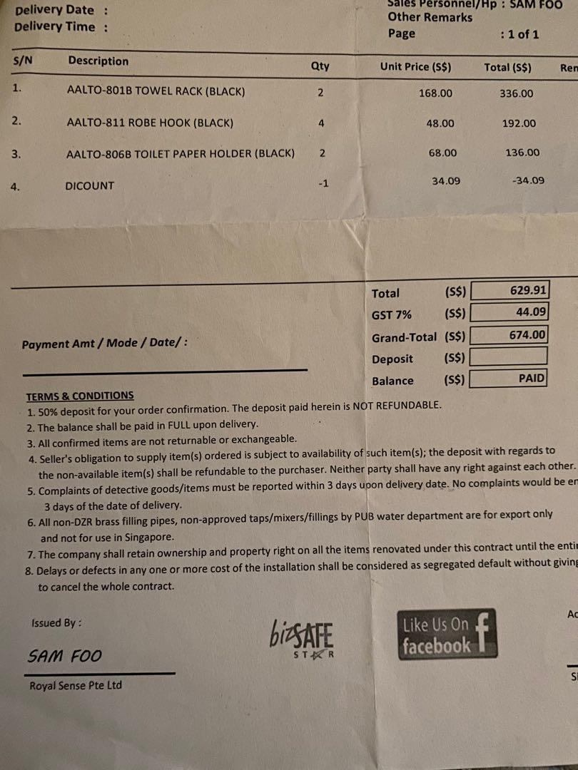 Black toilet fittings x 2 sets of 4 items, Furniture & Home Living