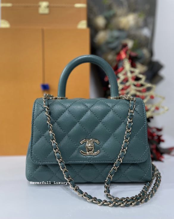 Chanel Coco Handle Extra Mini 21A Green Caviar Bag, Luxury, Bags
