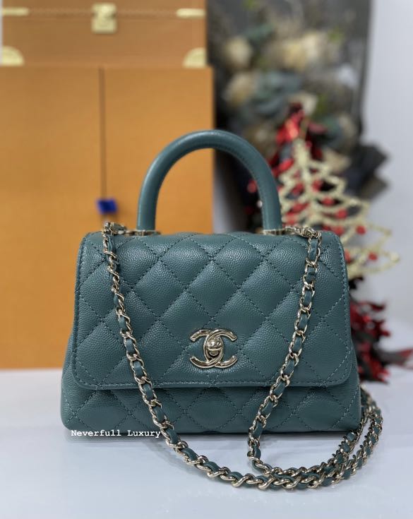 Chanel Coco Handle Extra Mini 21A Green Caviar Bag, Luxury, Bags u0026 Wallets  on Carousell
