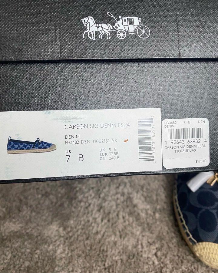 COACH CARSON SIGNATURE DENIM ESPADRILLES size 7