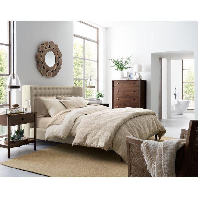 crate and barrel gia upholstered bed, Furniture & Home Living