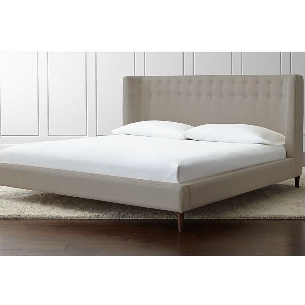 crate and barrel gia upholstered bed, Furniture & Home Living