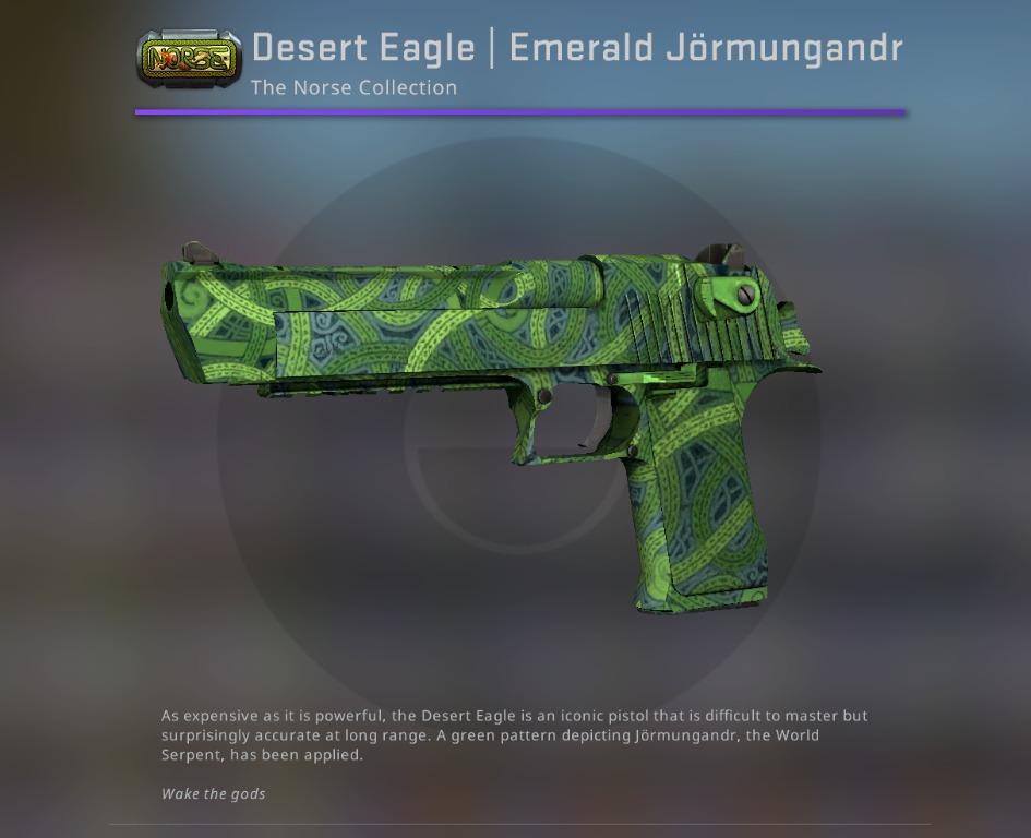 CSGO Desert Eagle Emerald Jörmungandr, Video Gaming, Gaming