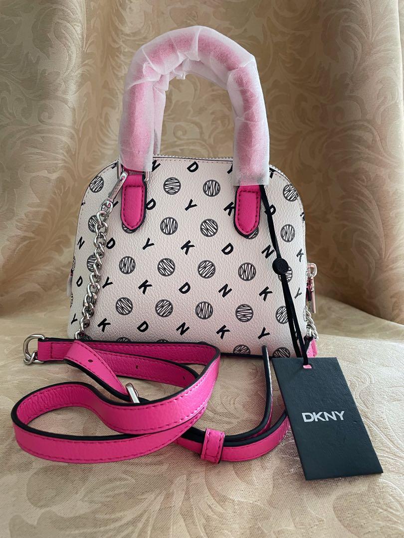 Dkny Stefani Logo Mini Dome Handbag Crossbody White Pink