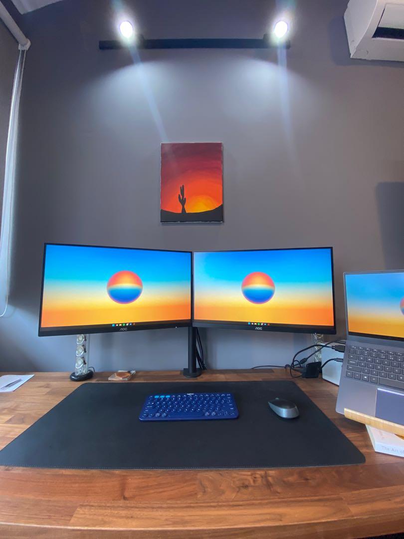 DUAL AOC FHD WIDESCREEN DISPLAY SETUP, Computers & Tech, Parts ...