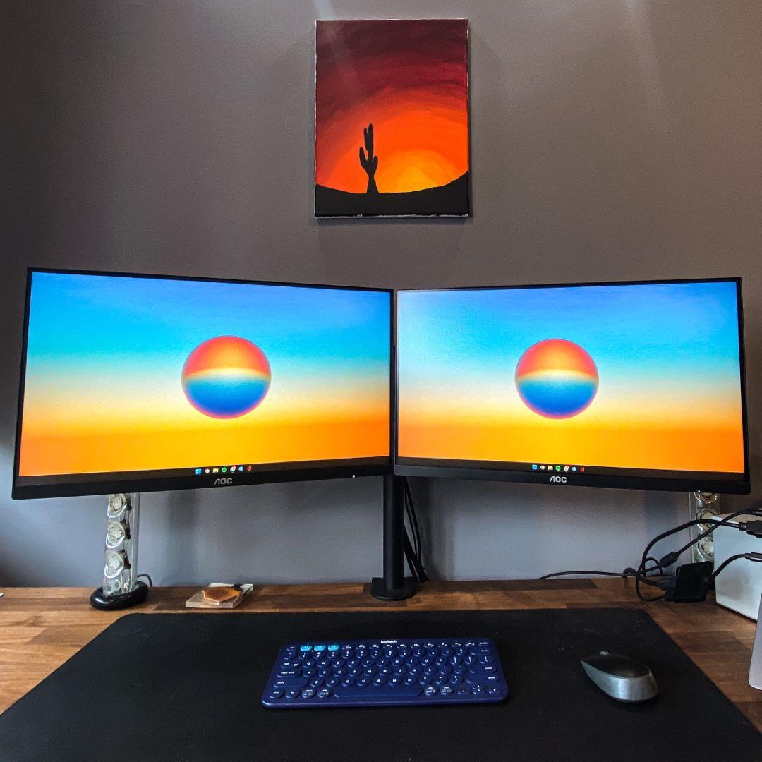 DUAL AOC FHD WIDESCREEN DISPLAY SETUP, Computers & Tech, Parts ...
