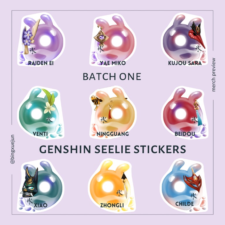 Genshin Impact Seelie Stickers Childe Zhongli Raiden Ei Xiao Venti ...