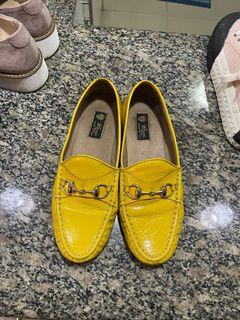 (Sold) Gucci yellow patent horsebit loafers