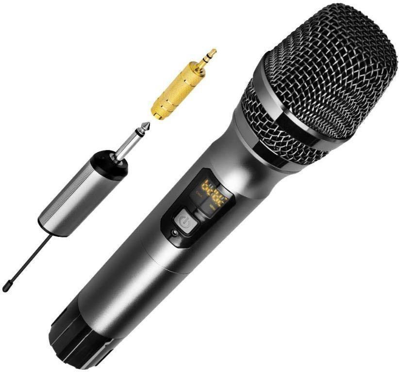 JYX Wireless Microphone, Dual UHF Metal Rechargeable Handheld Dynamic  Cordless Mic, Karaoke Microphone with Receiver, 6.35mm (1/4) Output, 3.5mm