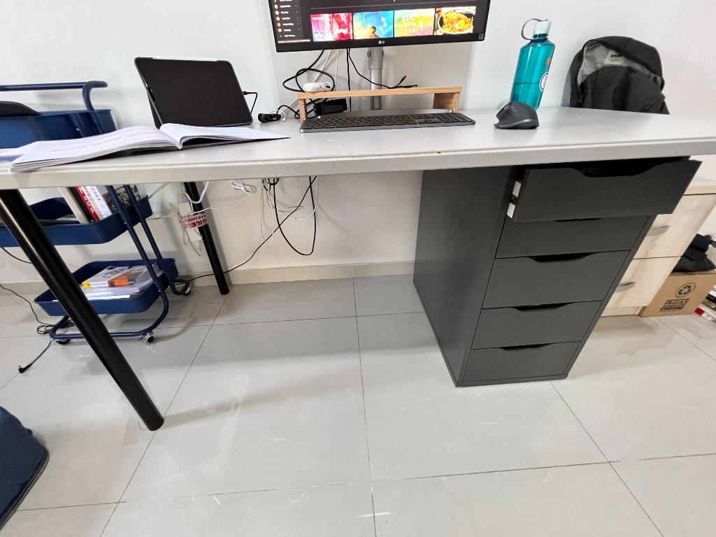 Ikea linnmon table shop top alex drawers