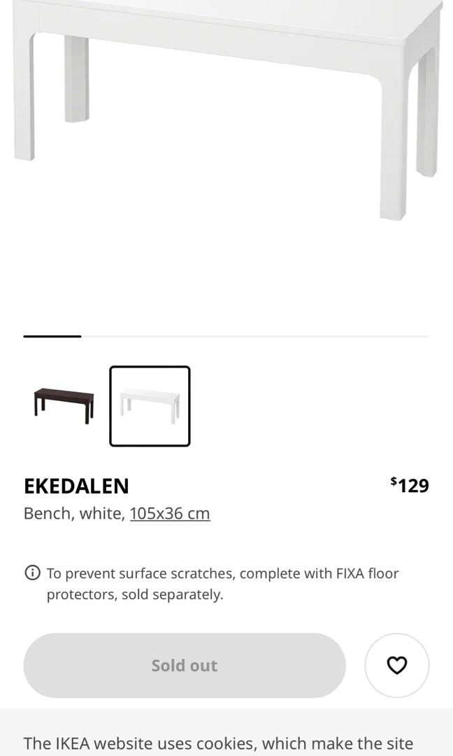 Ekedalen white bench on sale