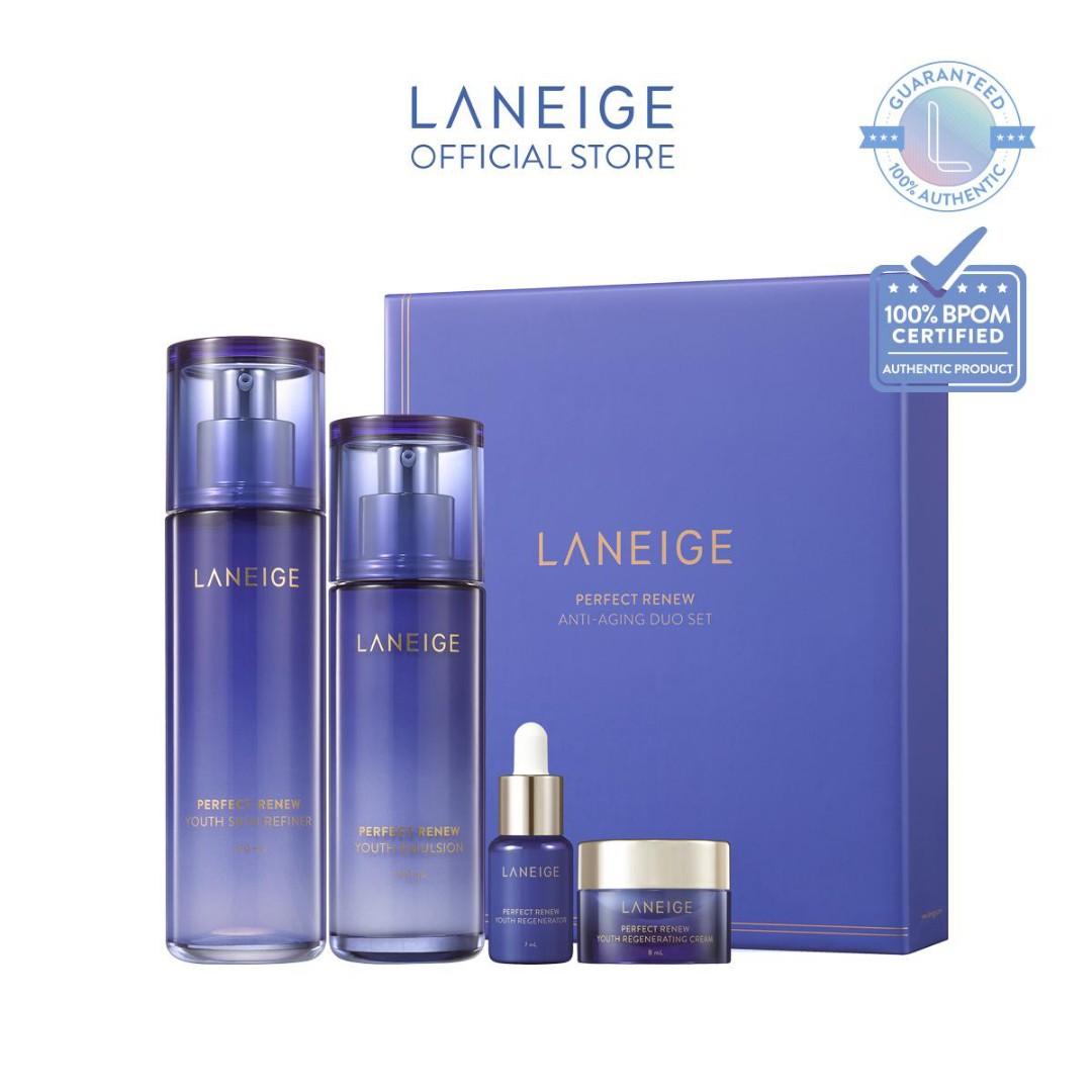 Laneige Perfect Renew Anti Aging Duo Set Full Set With Extra Gift,  Kesehatan & Kecantikan, Kulit, Sabun & Tubuh Di Carousell