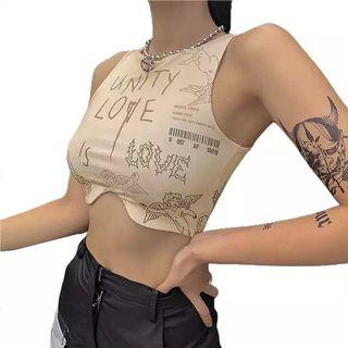 Letter print crop top