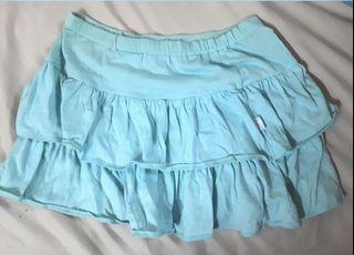 Light Teal Mint Green Blue Ruffled Mini Skirt