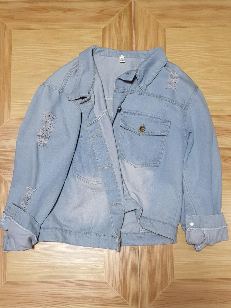 Light-wash Ripped Denim Jacket, Women's 