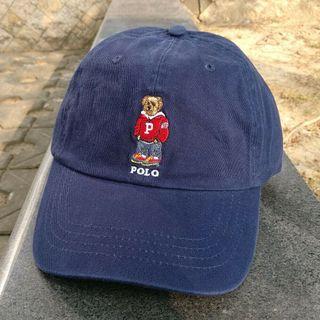 Men's Sun Hat Polo RL Vintage Rare Sport Teddy Bear Baseball Cap Hat Adjustable Size 55-60cm Navy Blue