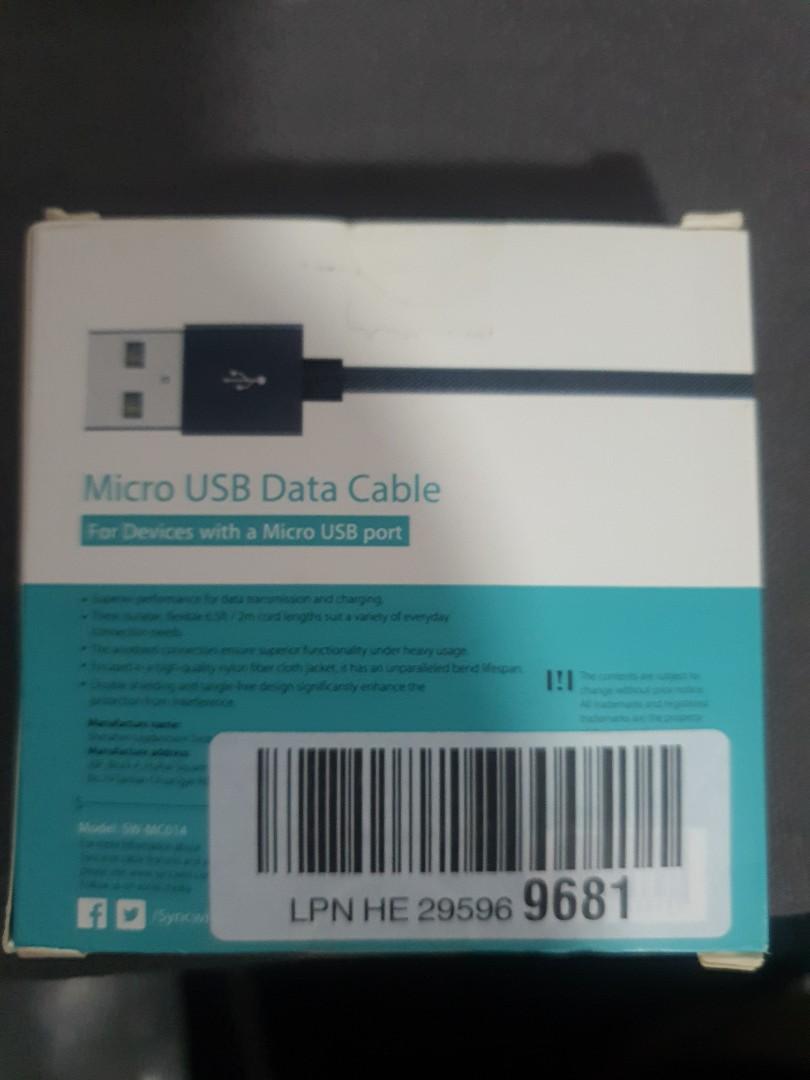 Micro USB Data Cable (Category: Cables & Adaptors) located in Singapore. Submitted by mhd_hfz (Listing ID 1133476051, Image 2). Description: Hi All! I'm selling this awesome Micro USB Data Cable. 2m long. 2 pieces inside. Grey in colour. Thank you! 😊.