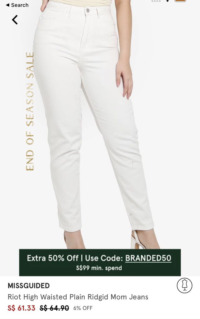 Missguided Riot High Waisted White Mom 