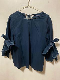 M&S Limited - Navy Ribbon Blouse