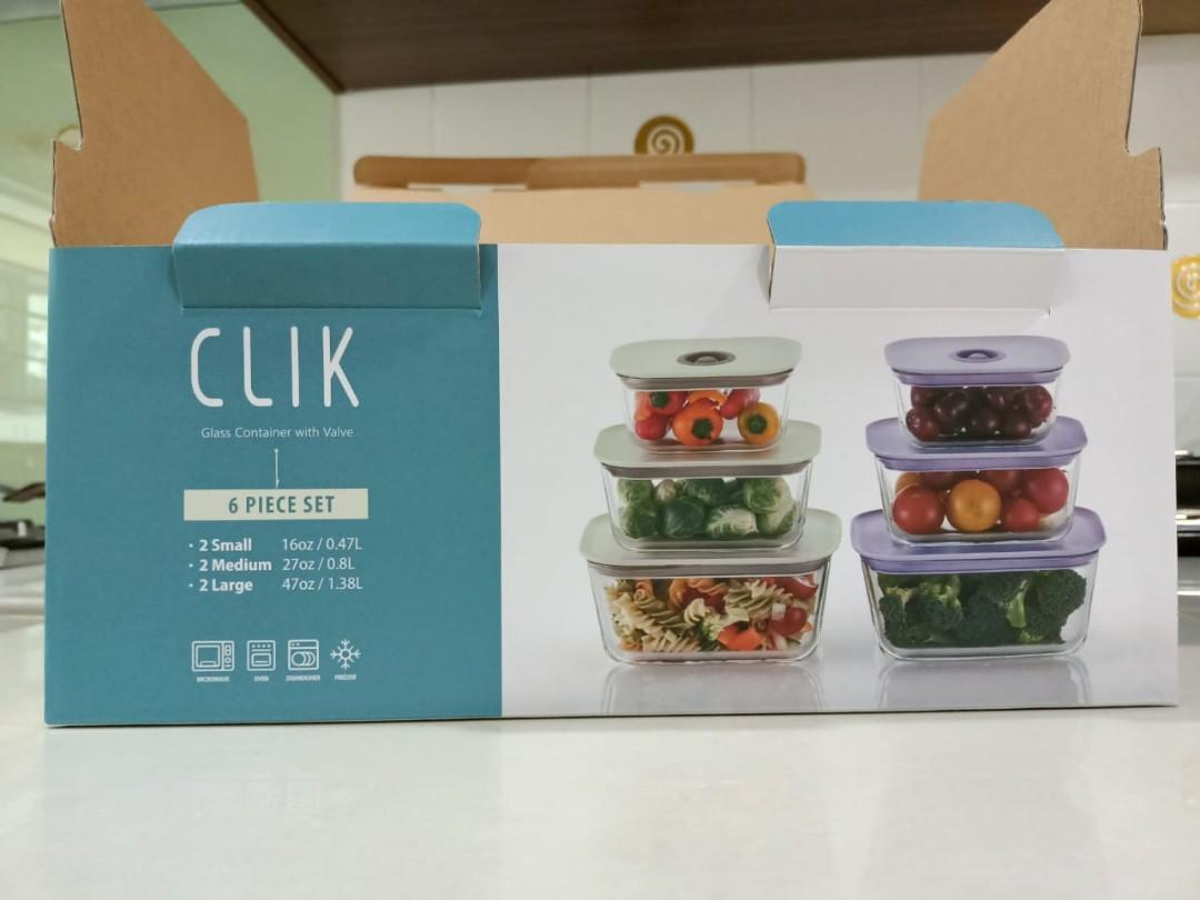 neoflam fika clik glass food storage containers set (set of 3)