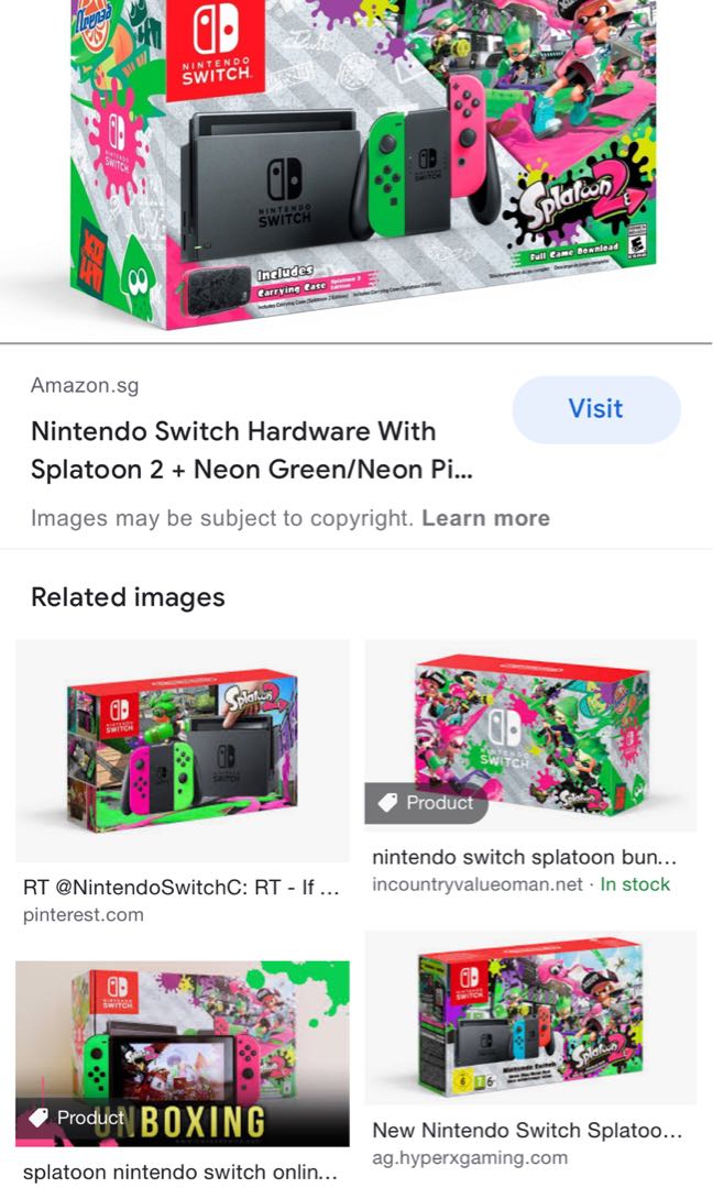 Nintendo Switch Hardware with Splatoon 2 + Neon Green/Neon Pink Joy-Cons  (Nintendo Switch) 