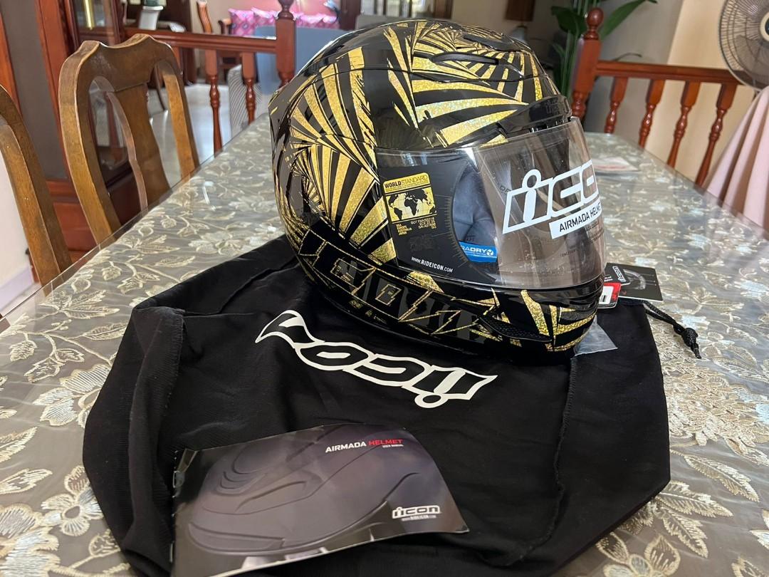 Original Icon Airmada Helmet (Size M) (Category: Motorcycle Apparel) located in Singapore. Submitted by theeconomist (Listing ID 1133464584, Image 1). Description: brand new Icon airmada full face helmet. never used before. comes with bag, manual, visor sticker still on and tagging still on it too..