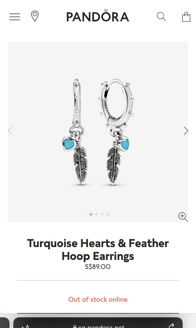 Pandora Feather Hoop Earrings Turquoise Earrings Pandora
