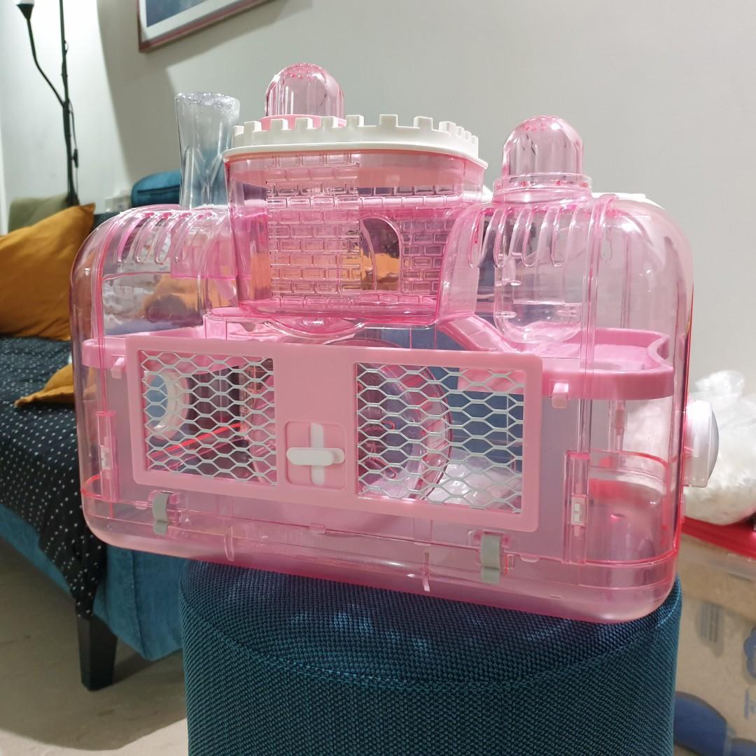 Pink princess castle hamster cage sale