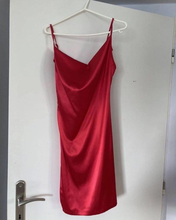 red silk bodycon dress