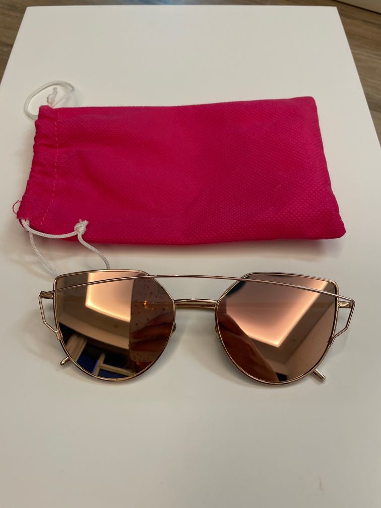 Reflective rose gold sunglasses, Women's Fashion, Watches & Accessories ...