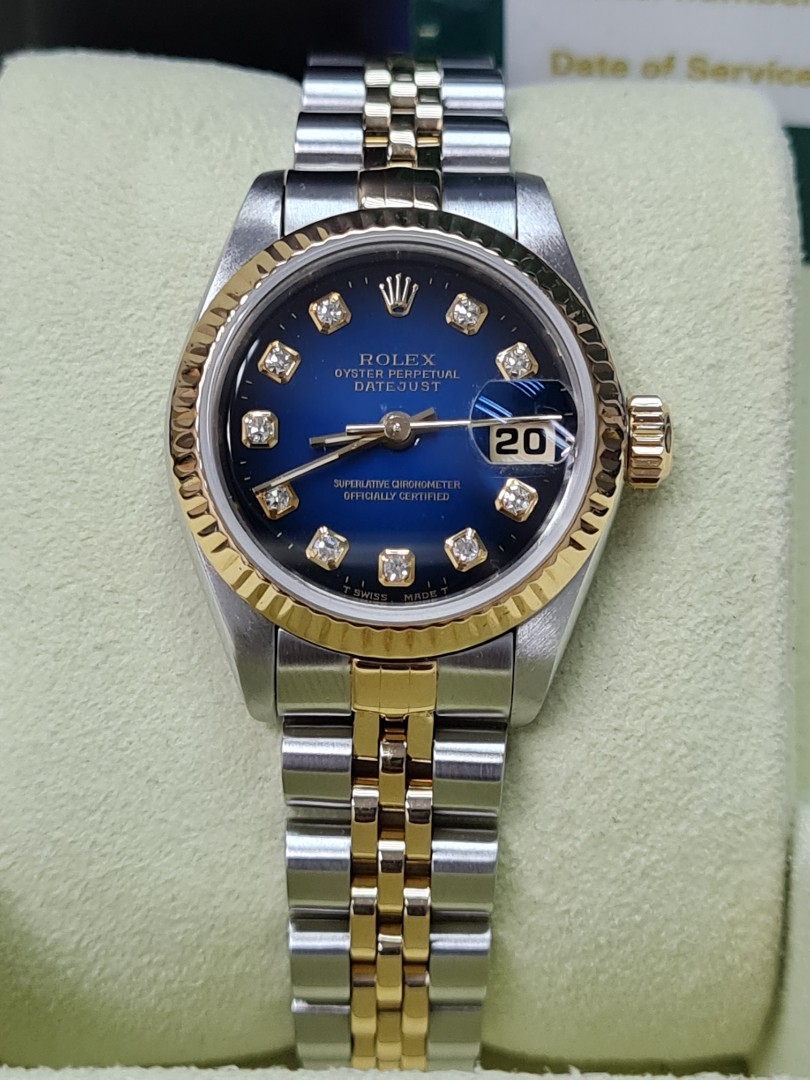 Rolex Ladies DateJust 69173 2TONE Blue Diamond 26mm Automatic