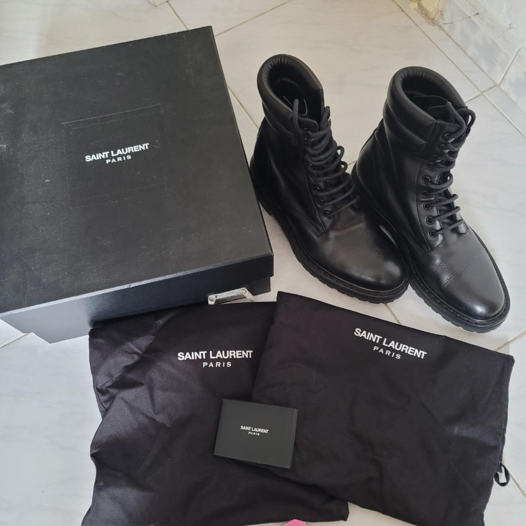 Saint Laurent leather black military boots YSL EU41
