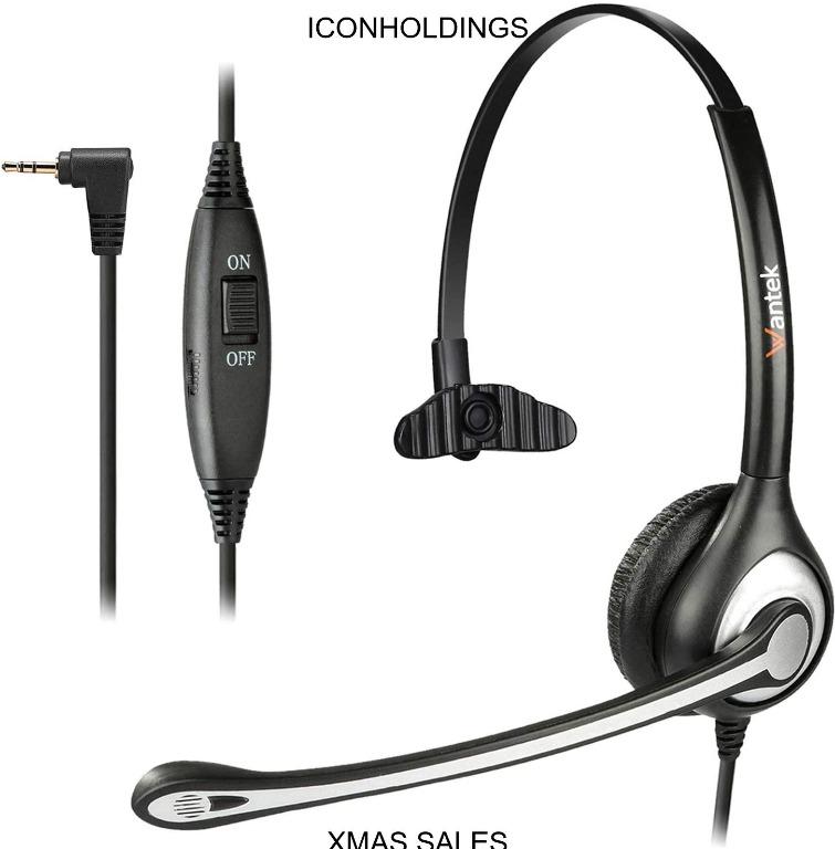 Office 2.5mm Telephone Headsets Compatible with Panasonic AT&T ML17929 Vtech Uniden Cisco Grandstream Cordless Phones Callez Phone Headset with Noise Cancelling Microphone and Volume Control 