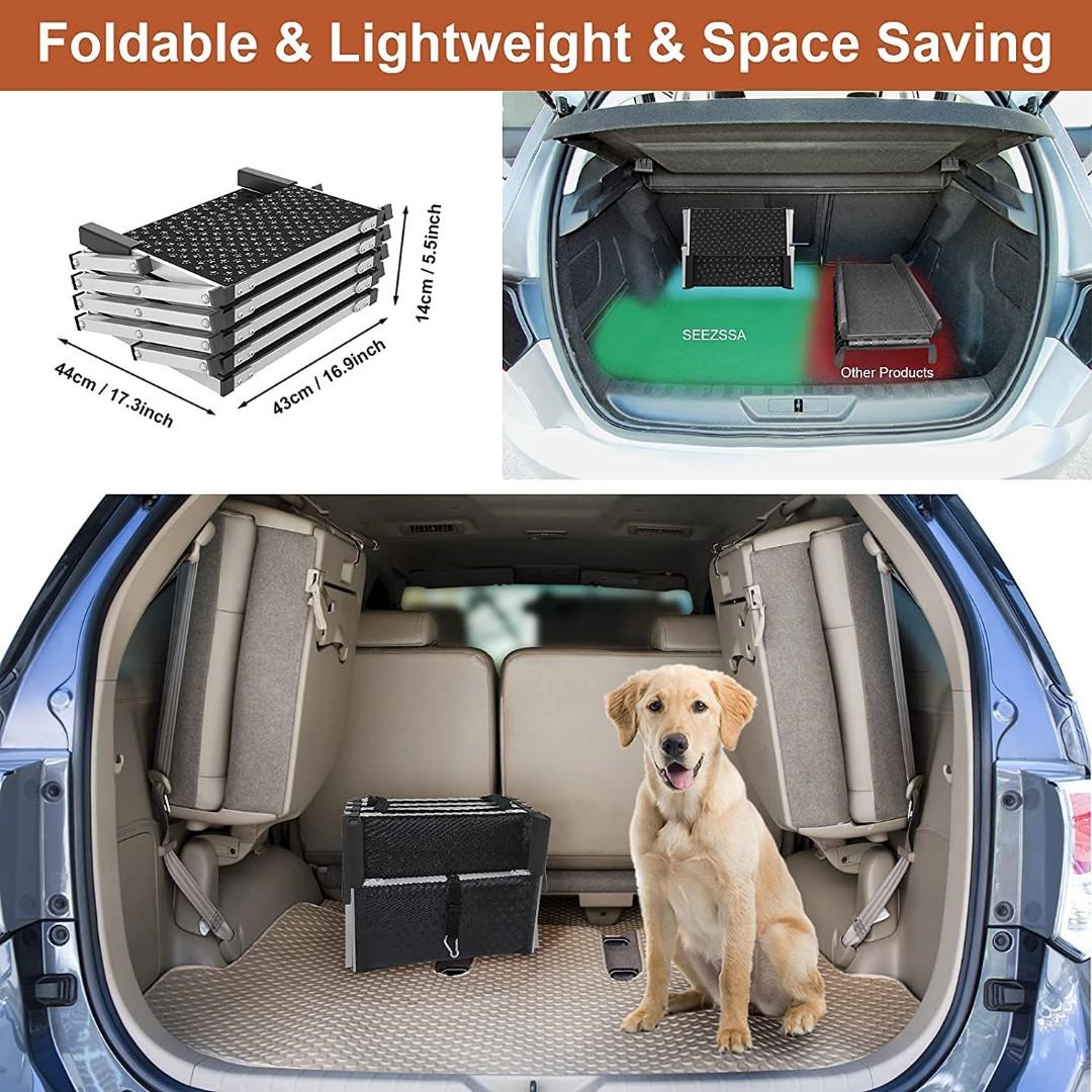 SEEZSSA Dog Car Ramp, Upgraded 5 Steps Dog Stairs for Medium and Large