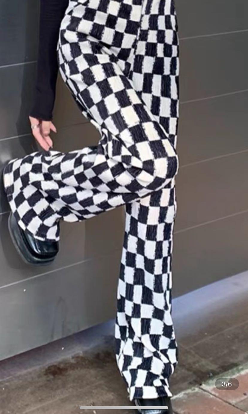 Checkered flared new arrivals pants