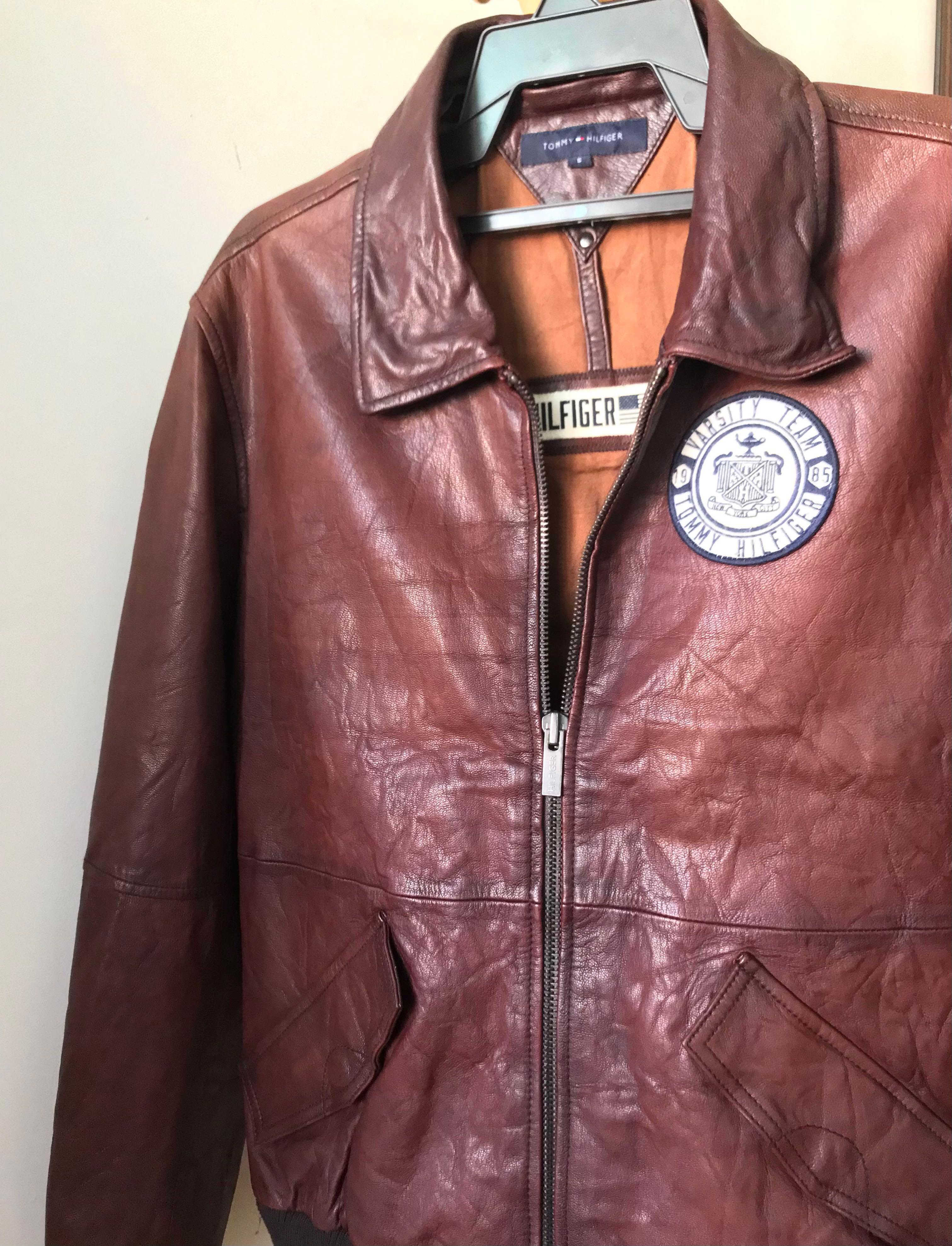 Tommy Hilfiger genuine leather jacket varsity jacket